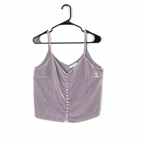 Madewell Tops - Madewell Velvet Button Down Cami Women's Size 2 Purple Lilac Cropped Top